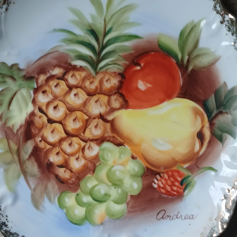 Andrea Fruit Print Plate with Scalloped Accents